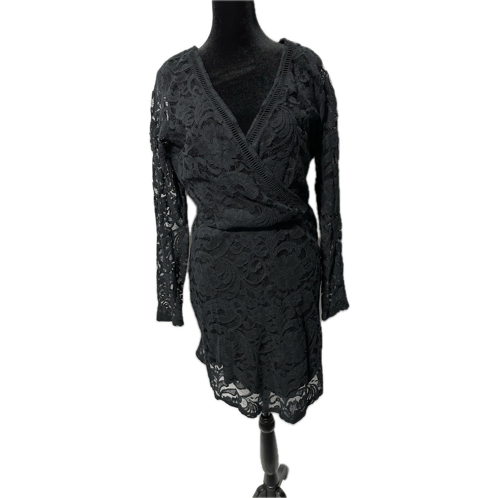 Hollister Black Lace‎ Long Sleeve Dress Elastic Waist Size L
